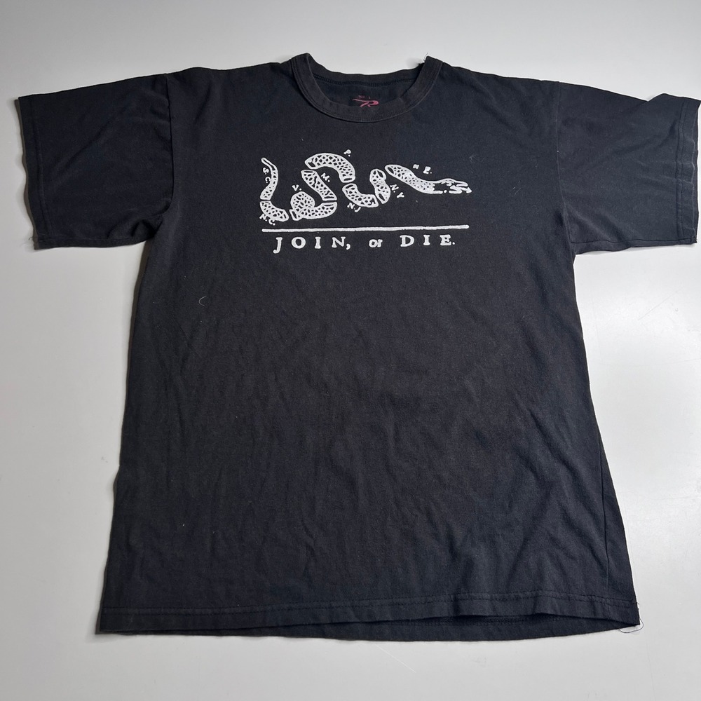 Rothco Mens Join Or Die‎ Graphic T-Shirt Black Large Benjamin Franklin Snake Tee